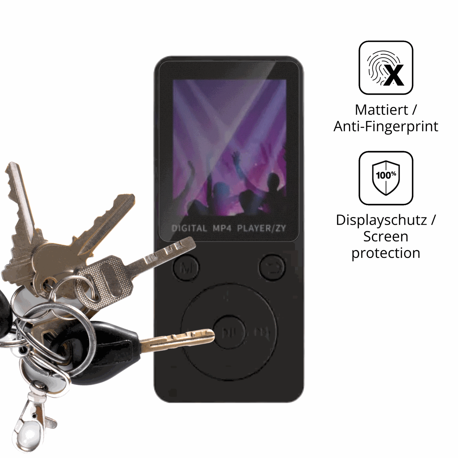 dipos Displayschutz für Aivane S11 MP3-Player, mattierte Oberfläche, Blickschutzfilter und perfekter Passform
