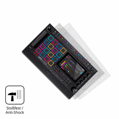 Schutz gegen Kratzer auf dem Akai MPC Live III Glas durch Schlüssel, Stöße gegen die Tischkante oder Stürze