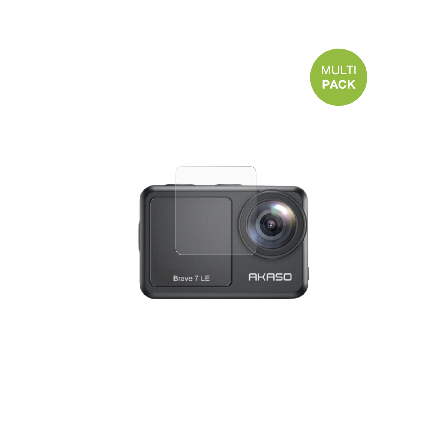 AkasoBrave 7 mit aufgebrachter dipos Displayschutzfolie, die lästige Fingerabdrücke minimiert