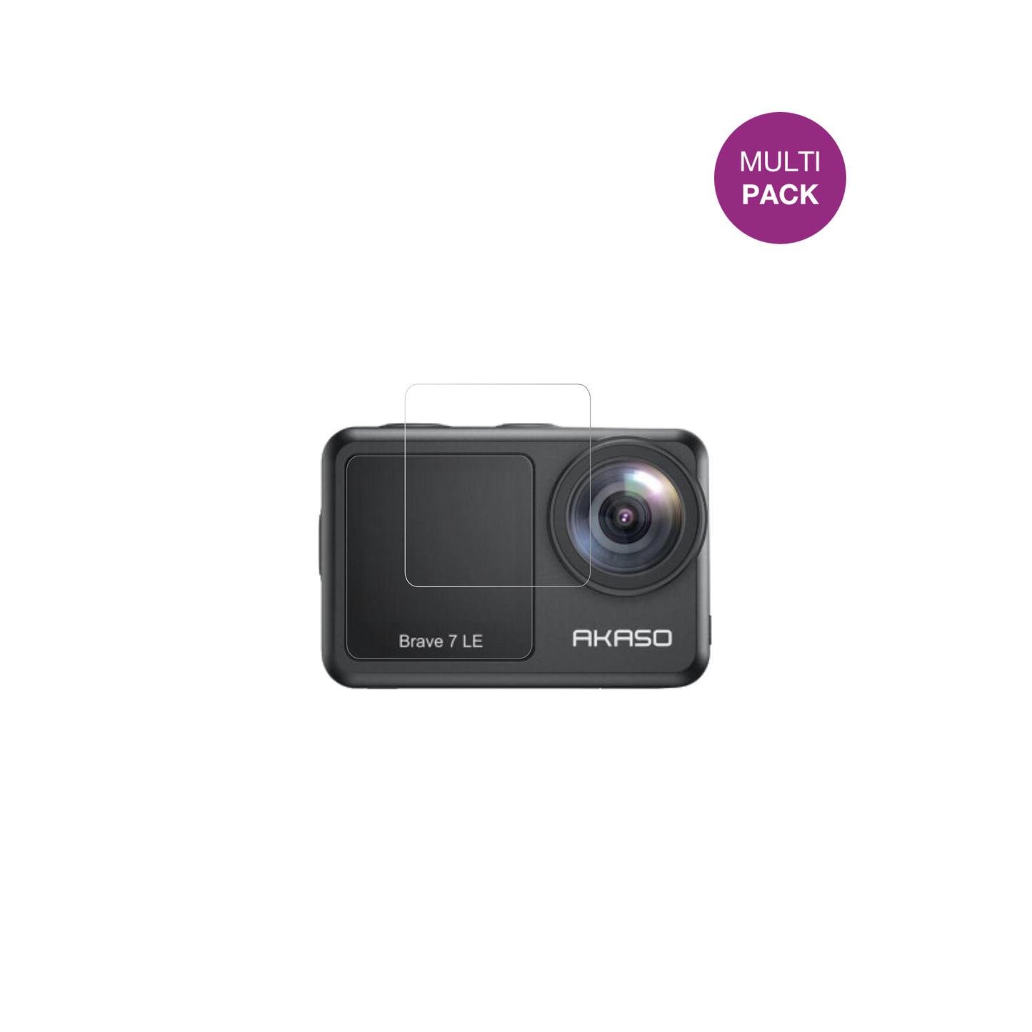 AkasoBrave 7 mit aufgebrachter dipos Displayschutzfolie, glasklare Darstellung ohne Einschränkungen