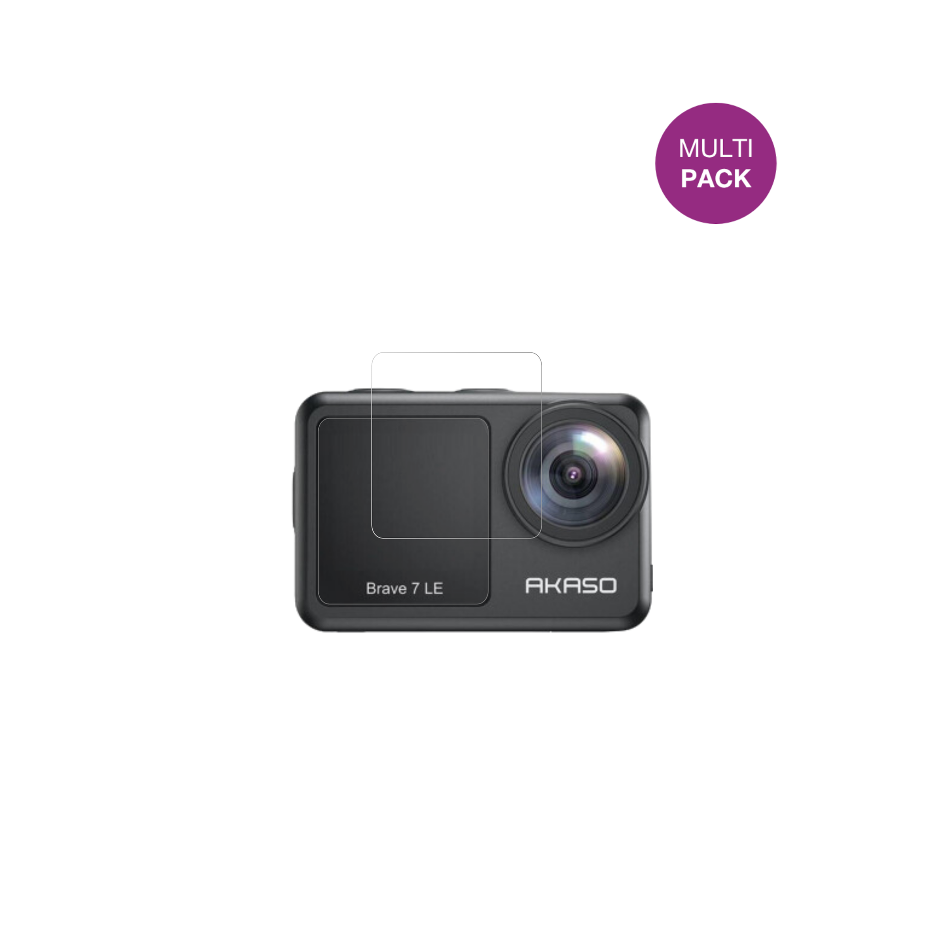 AkasoBrave 7 mit aufgebrachter dipos Displayschutzfolie, glasklare Darstellung ohne Einschränkungen