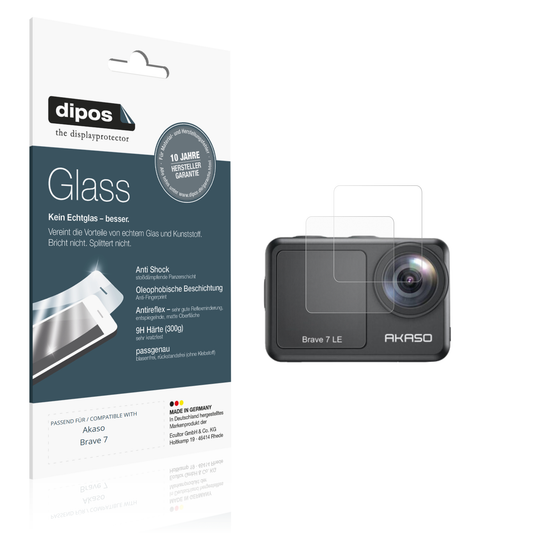 Matte Displayschutzfolie von dipos passend für Akaso Brave 7, 9H kratzfest und blasenfrei montiert