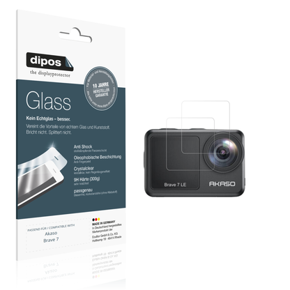 Klare Displayschutzfolie von dipos passend für Akaso Brave 7, 9H kratzfest und blasenfrei montiert