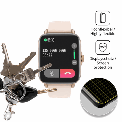 dipos Displayschutz für akokiesmartwatch 1.7 zoll, transparente Oberfläche, perfekte Passform auch für die Rundungen