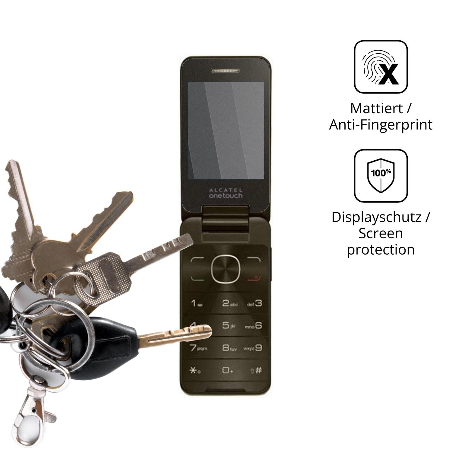 dipos Displayschutz für Alcatel 2012 Chocolate, mattierte Oberfläche, Blickschutzfilter und perfekter Passform