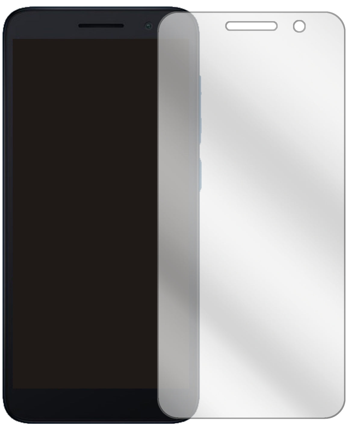 Alcatel1 (2021) mit aufgebrachter dipos Displayschutzfolie, glasklare Darstellung ohne Einschränkungen