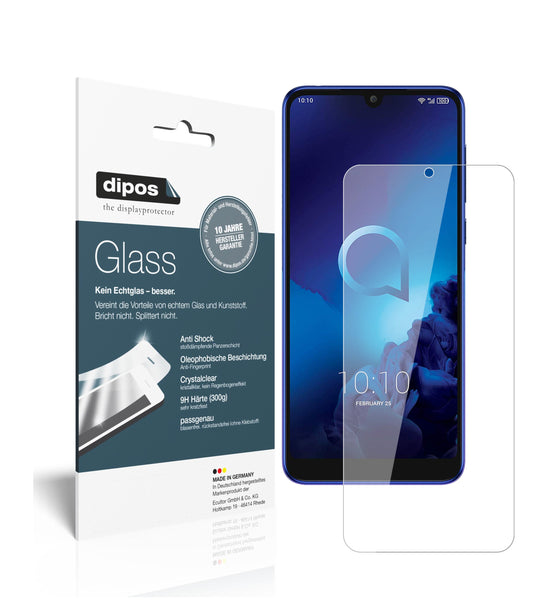 Klare Displayschutzfolie von dipos passend für Alcatel 3 (2019), 9H kratzfest und blasenfrei montiert