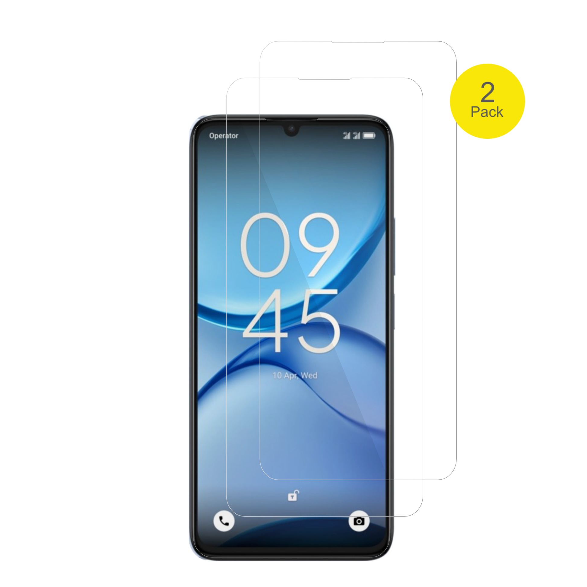 AlcatelA62 mit aufgebrachter dipos Displayschutzfolie, glasklare Darstellung ohne Einschränkungen