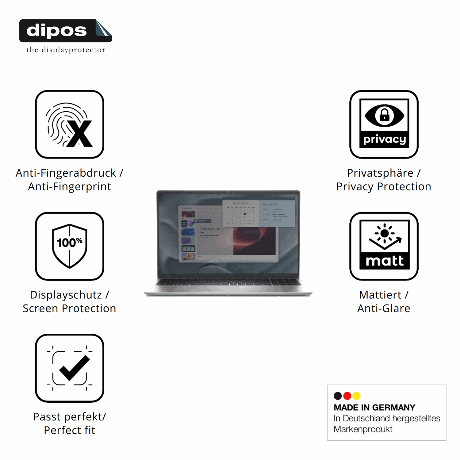 Privatsphäre-Schutz durch Sichtschutz-Folie passend zugeschnitten für Alienware Pro 15 Essential PV15250
