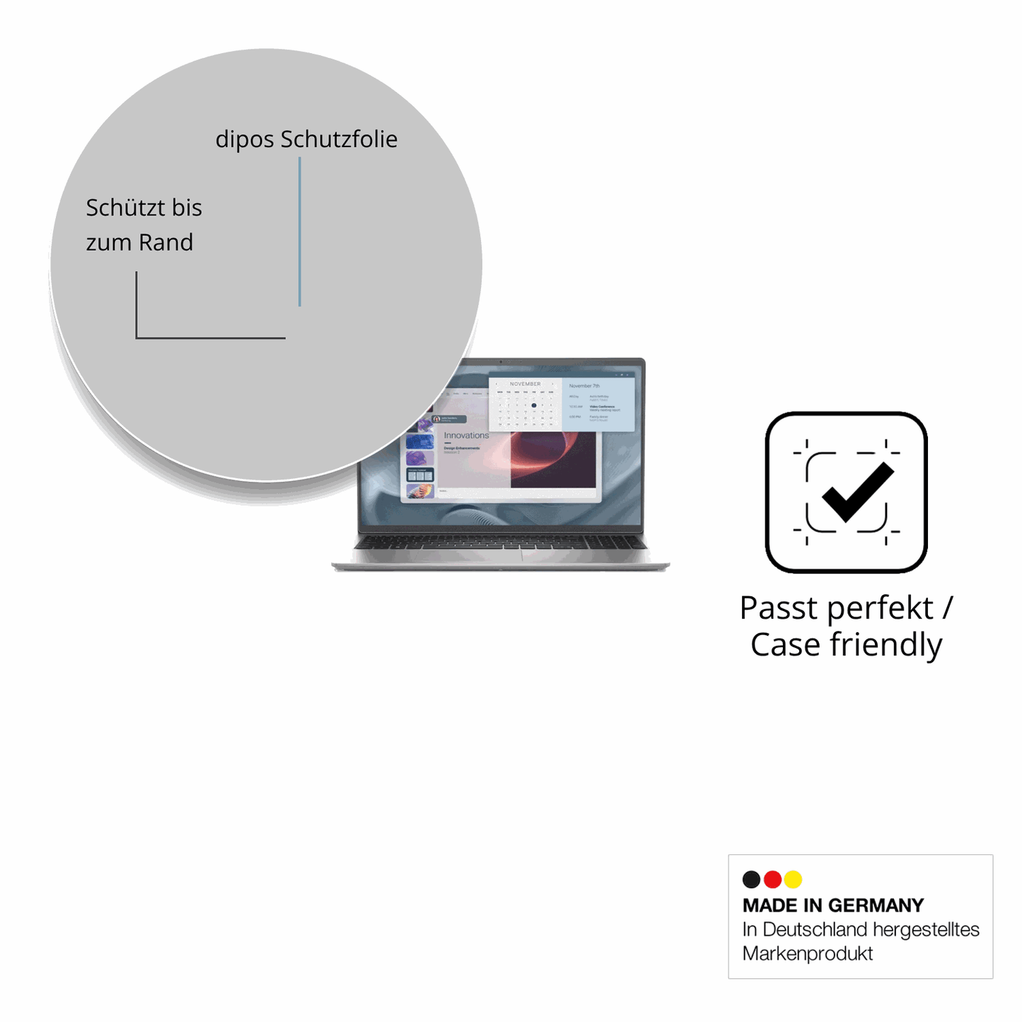 Schutzglasfolie mit optimaler Passform, zur Verwendung mit Hüllen geeignet