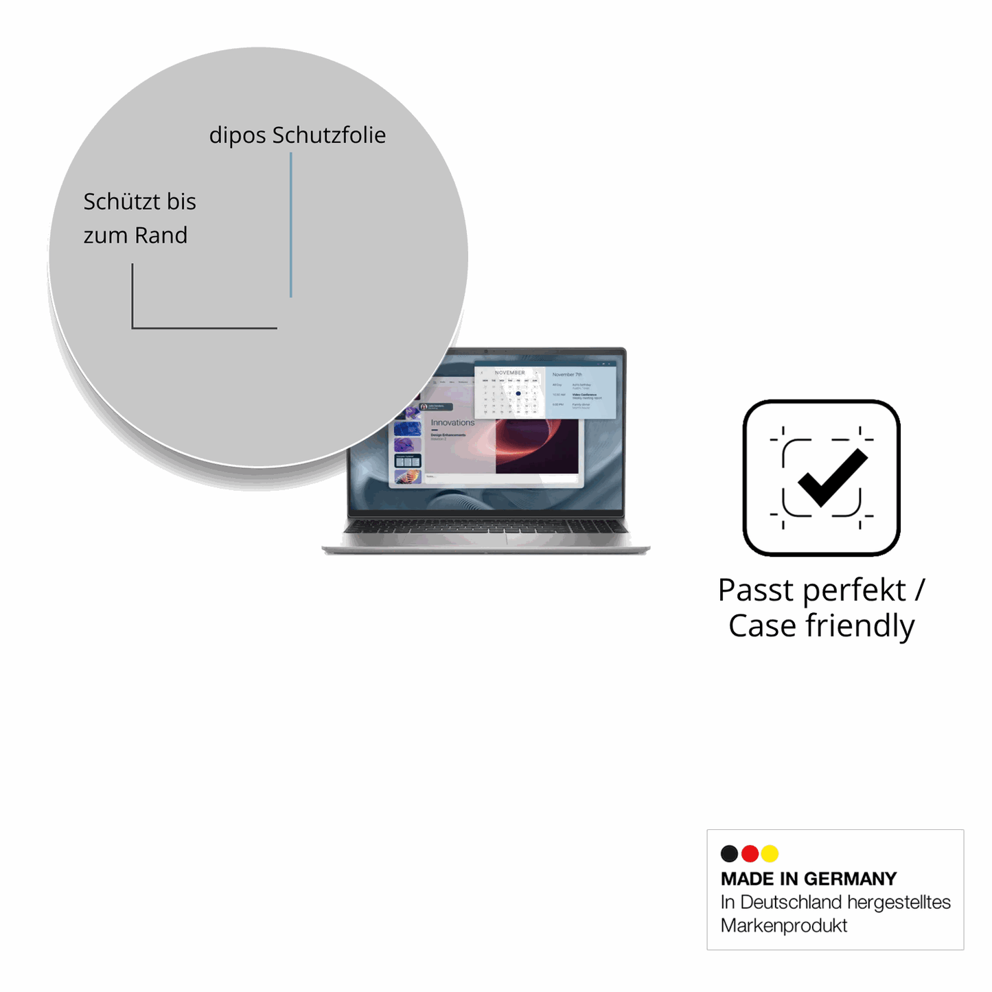 Besonders flexibler Displayschutz mit Anti-Shock-Schicht im Materialmix