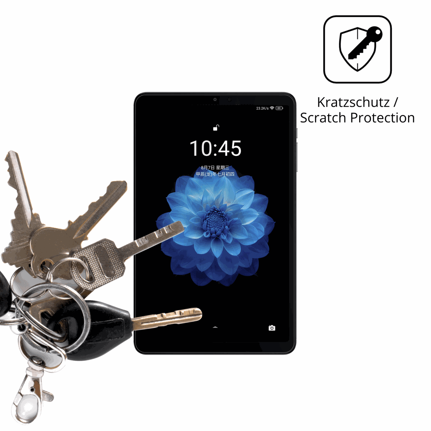 Schutz gegen Kratzer auf dem alldocubeiplay 60 mini Glas durch Schlüssel oder Ähnliches
