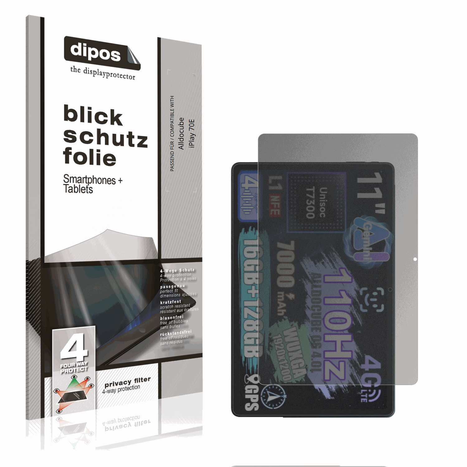 Blickschutzfolie von dipos passend für alldocubeiplay 70e, präziser Zuschnitt und blasenfrei montiert