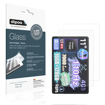 Matte Displayschutzfolie von dipos passend für alldocubeiplay 70e, 9H kratzfest und blasenfrei montiert