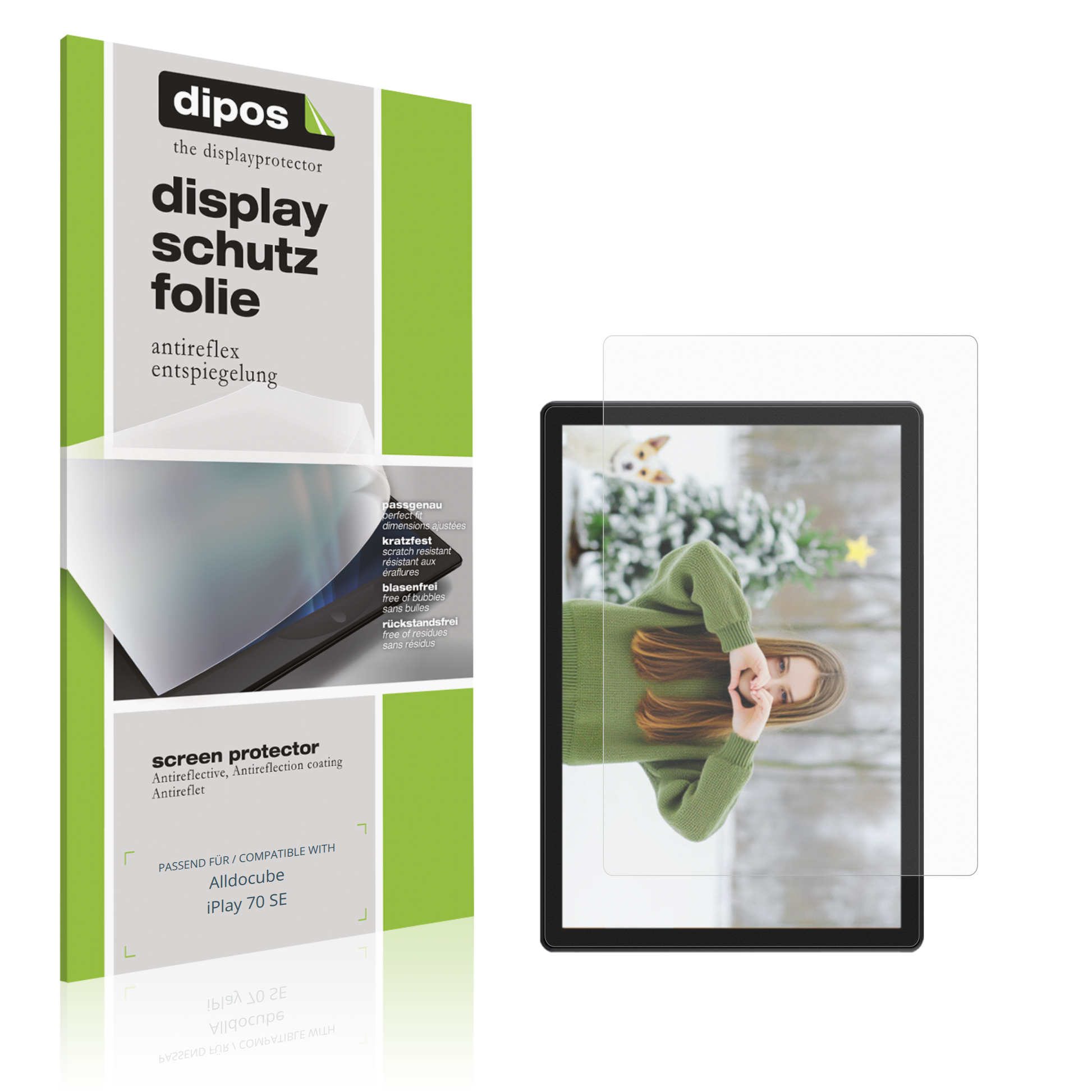 Matte Displayschutzfolie von dipos passend für Alldocube iPlay 70 SE, präziser Zuschnitt und blasenfrei montiert