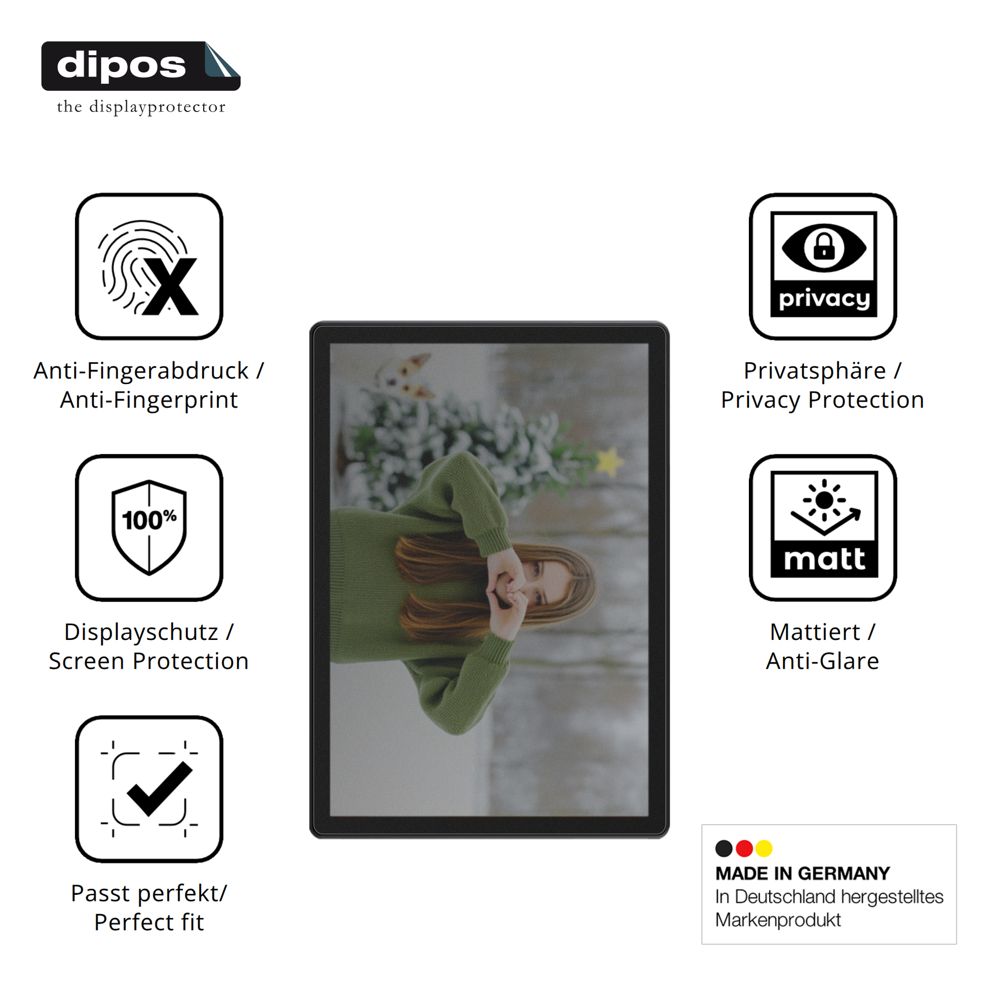 Privatsphäre-Schutz durch Sichtschutz-Folie passend zugeschnitten für Alldocube iPlay 70 SE