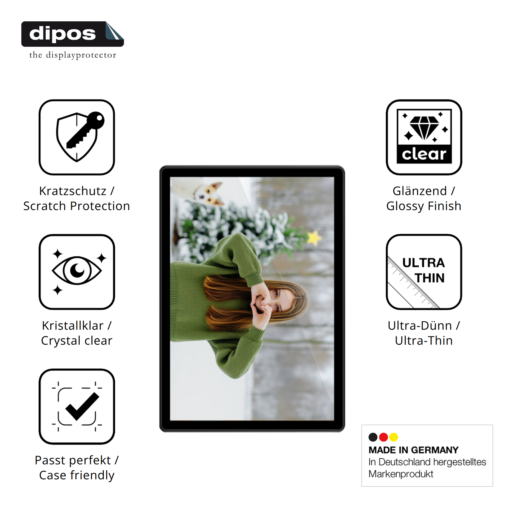 Displayschutz hergestellt in Deutschland, höchste Qualität made in Germany