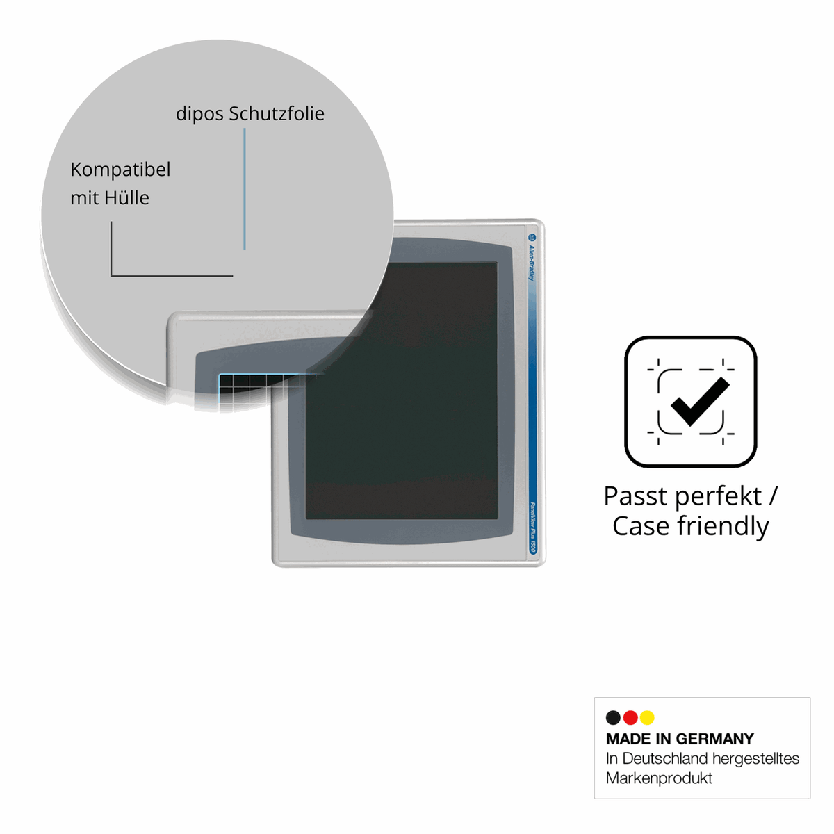 Schutzfolie mit optimaler Passform, zur Verwendung mit Hüllen geeignet