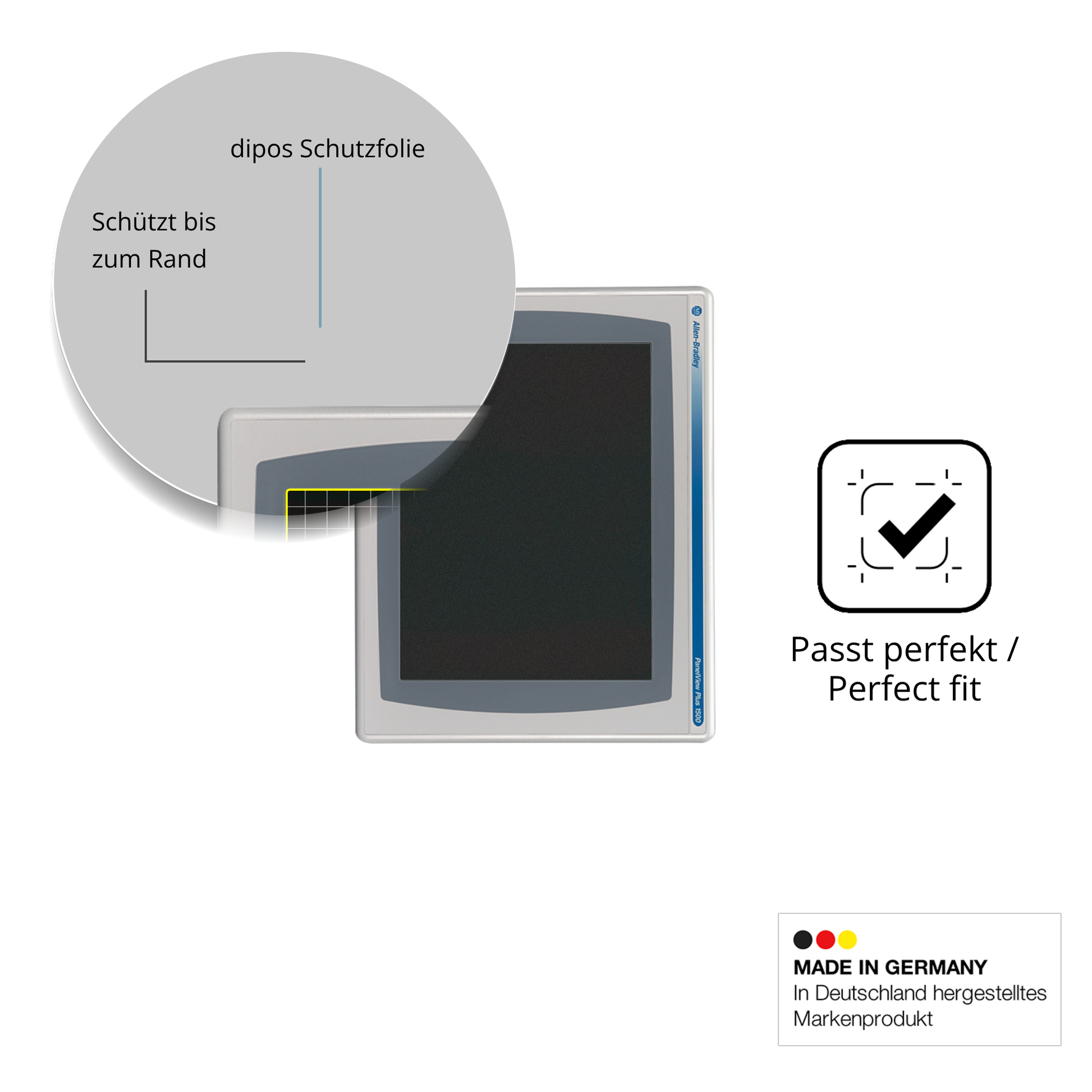 Schutz gegen Kratzer auf dem Allen-Bradley 2711P-RDT15C Glas durch Schlüssel oder Ähnliches