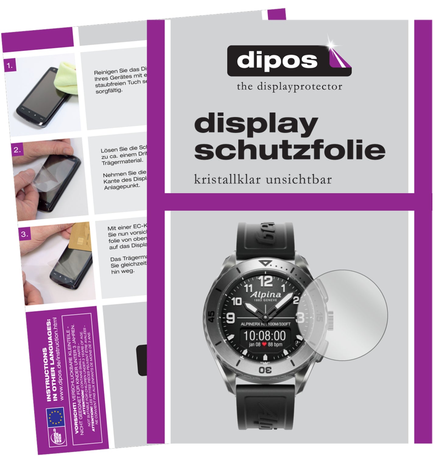 1x Schutzfolie klar für Alpina AlpinerX Alive Display-Schutzfolie