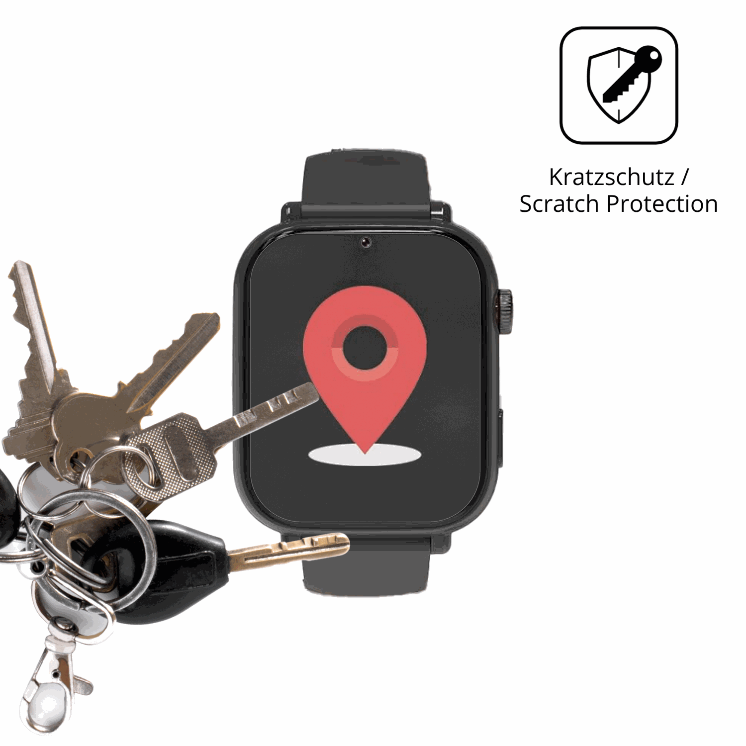 Schutz gegen Kratzer auf dem Alutoria A22 1.57 Zoll Smartwatch Glas durch Schlüssel oder Ähnliches