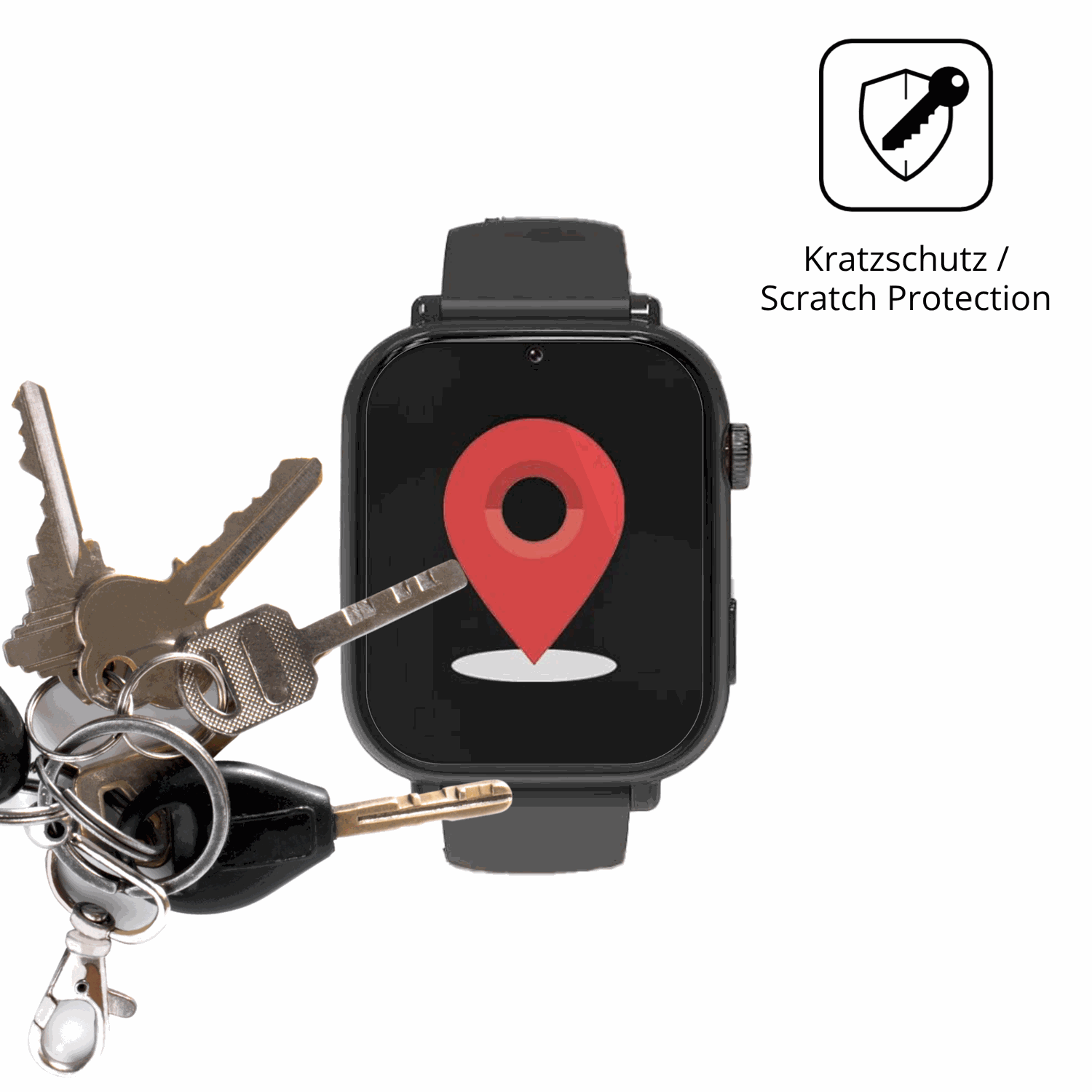 Schutz gegen Kratzer auf dem Alutoria A22 1.57 Zoll Smartwatch Glas durch Schlüssel oder Ähnliches