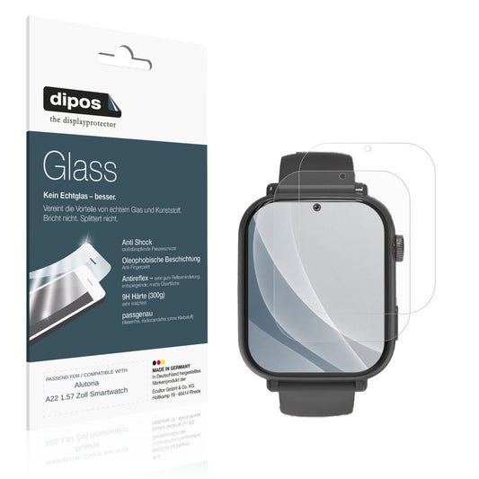 Matte Displayschutzfolie von dipos passend für Alutoria A22 1.57 Zoll Smartwatch, 9H kratzfest und blasenfrei montiert