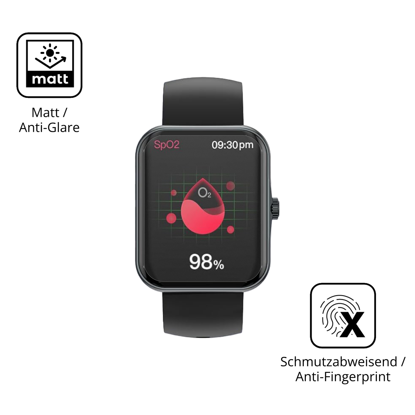 Dünne und entspiegelnde Folie passend zugeschnitten für Alutoria S80K 1.83 Zoll Smartwatch