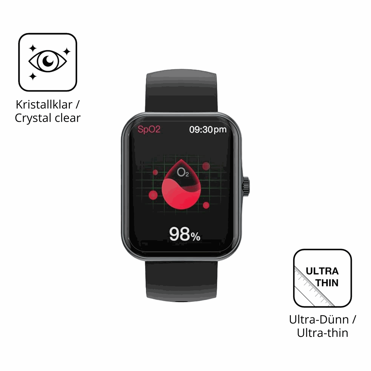 Dünne und klare Folie passend zugeschnitten für Alutoria S80K 1.83 Zoll Smartwatch