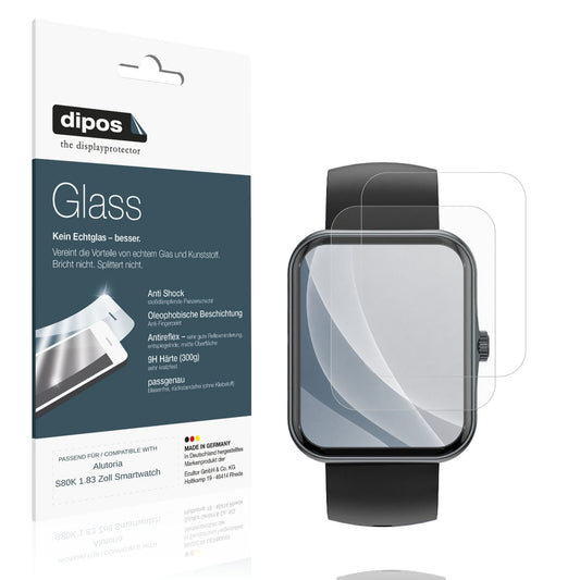 Matte Displayschutzfolie von dipos passend für Alutoria S80K 1.83 Zoll Smartwatch, 9H kratzfest und blasenfrei montiert