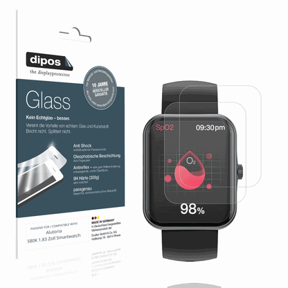 Matte Displayschutzfolie von dipos passend für Alutoria S80K 1.83 Zoll Smartwatch, 9H kratzfest und blasenfrei montiert