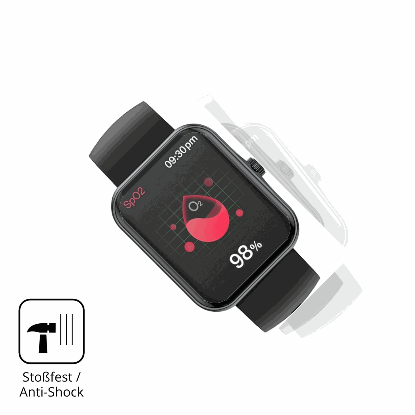 Schutz gegen Kratzer auf dem Alutoria S80K 1.83 Zoll Smartwatch Glas durch Schlüssel, Stöße gegen die Tischkante oder Stürze