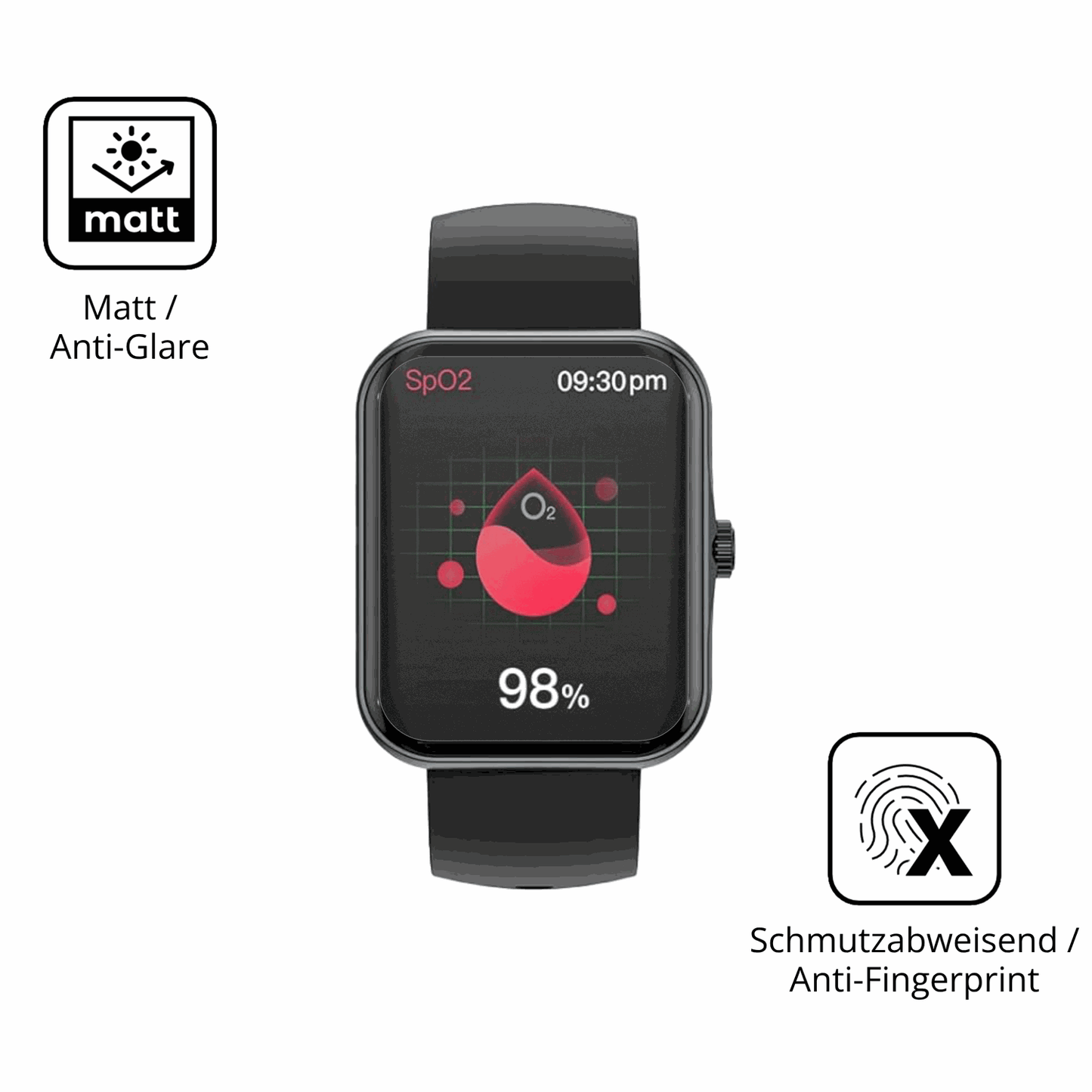 9H Hartbeschichtete, flexible Folie passend zugeschnitten für Alutoria S80K 1.83 Zoll Smartwatch