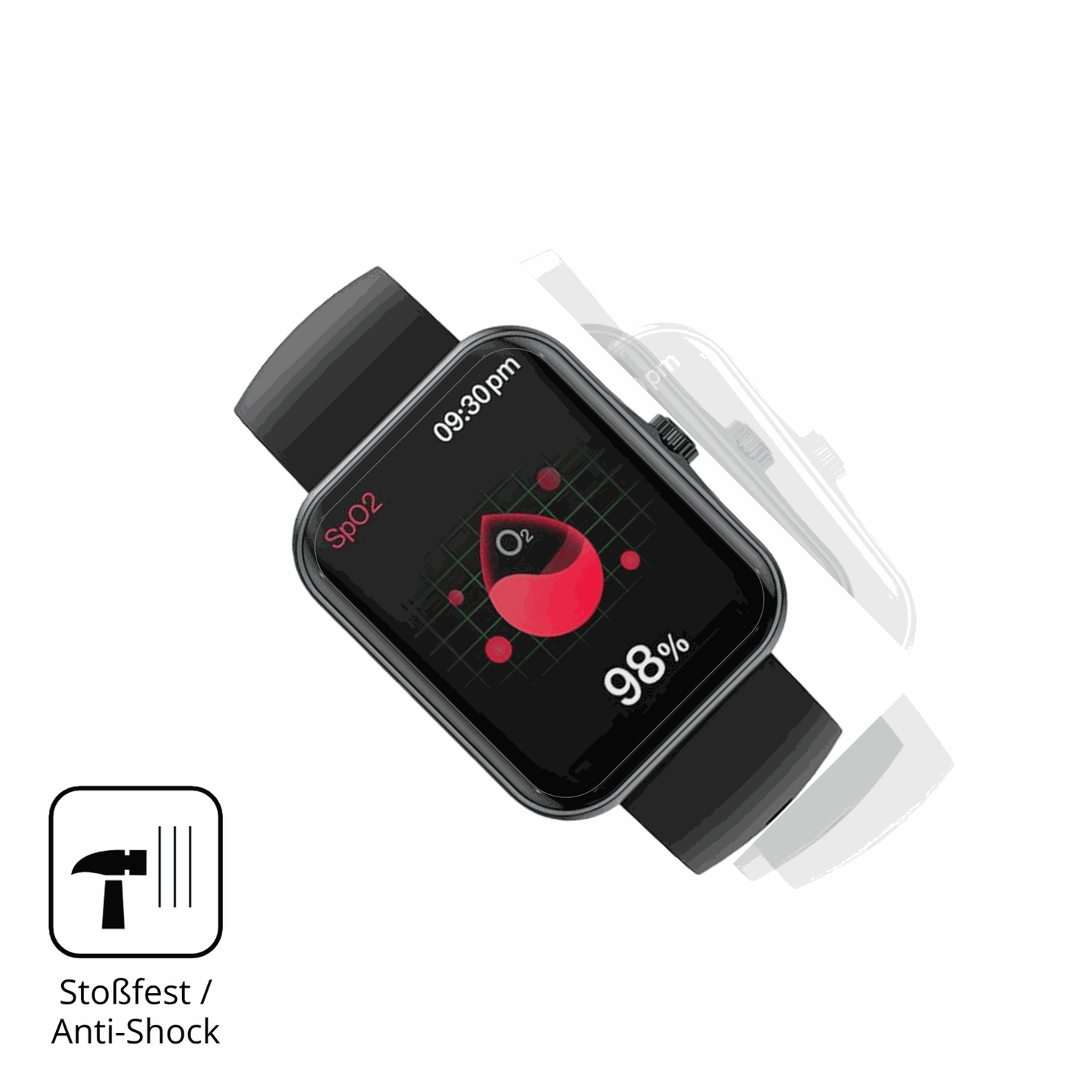 Schutz gegen Kratzer auf dem Alutoria S80K 1.83 Zoll Smartwatch Glas durch Schlüssel, Stöße gegen die Tischkante oder Stürze