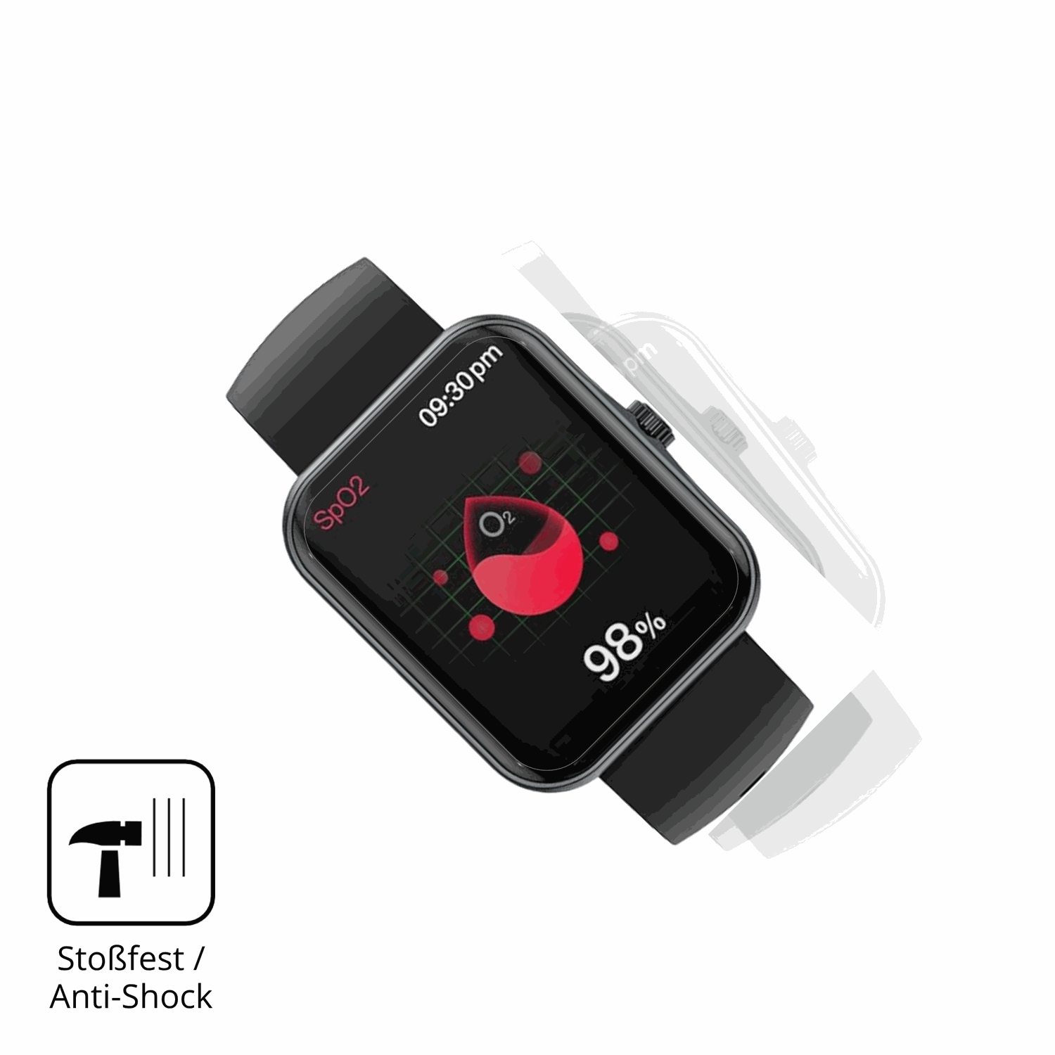 Schutz gegen Kratzer auf dem Alutoria S80K 1.83 Zoll Smartwatch Glas durch Schlüssel, Stöße gegen die Tischkante oder Stürze