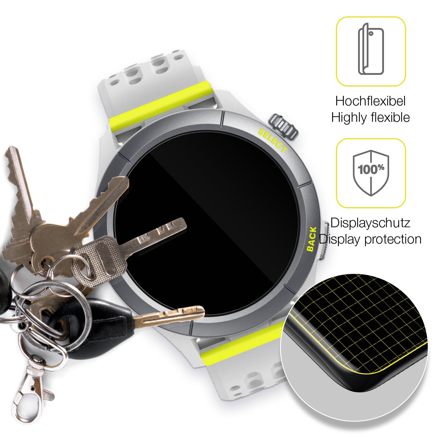 dipos Displayschutz für Amazfit Cheetah round, transparente Oberfläche, geringe Dicke und perfekte Passform