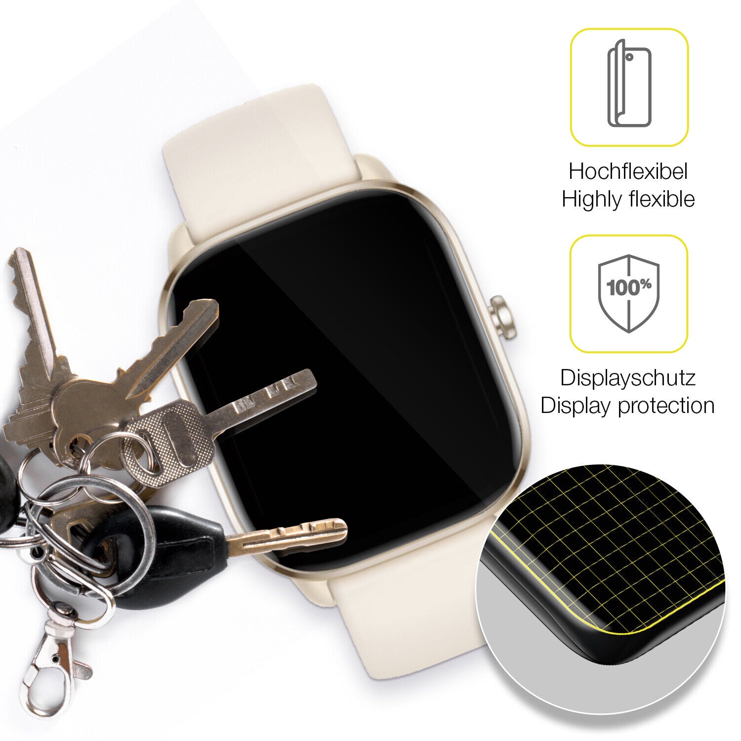 dipos Displayschutz für Amazfit GTS 4 mini, transparente Oberfläche, geringe Dicke und perfekte Passform