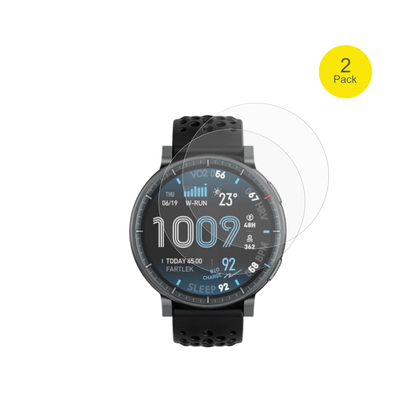 AmazfitActive Max mit aufgebrachter dipos Flex Schutzfolie, glasklare Darstellung ohne Einschränkungen