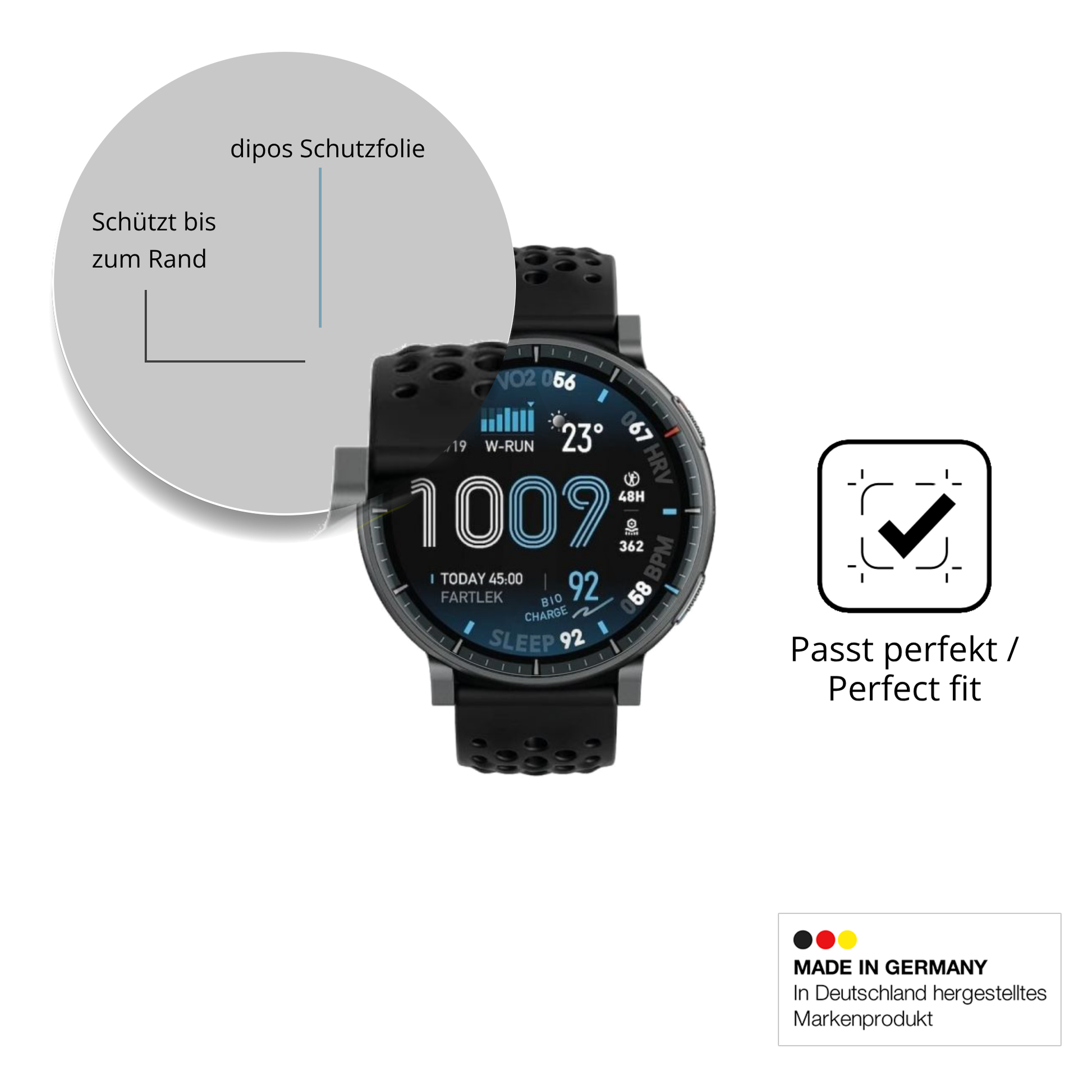 Schutzfolie mit optimaler Passform, zur Verwendung mit Hüllen geeignet