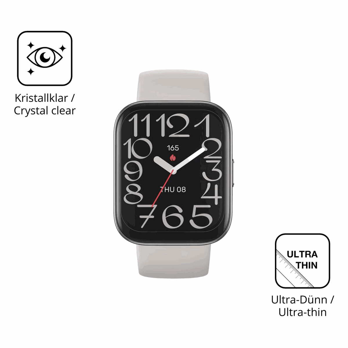 Dünne und klare Folie passend zugeschnitten für Amazfit Bip 5 Unity