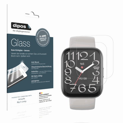 Matte Displayschutzfolie von dipos passend für Amazfit Bip 5 Unity, 9H kratzfest und blasenfrei montiert