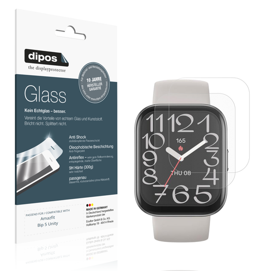 Matte Displayschutzfolie von dipos passend für Amazfit Bip 5 Unity, 9H kratzfest und blasenfrei montiert