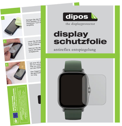 Matte Displayschutzfolie von dipos passend für Amazfit GTS 2e, präziser Zuschnitt und blasenfrei montiert