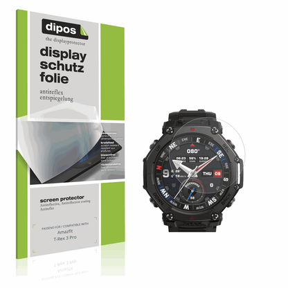 Matte Displayschutzfolie von dipos passend für amazfitt-rex 3 pro, präziser Zuschnitt und blasenfrei montiert