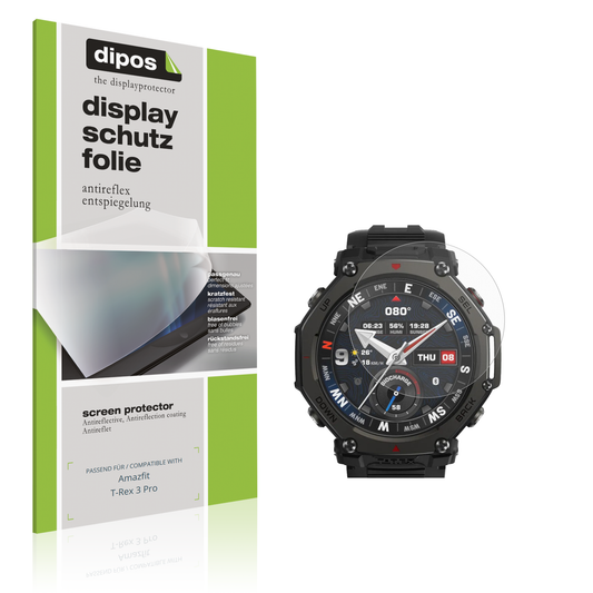 Matte Displayschutzfolie von dipos passend für amazfitt-rex 3 pro, präziser Zuschnitt und blasenfrei montiert