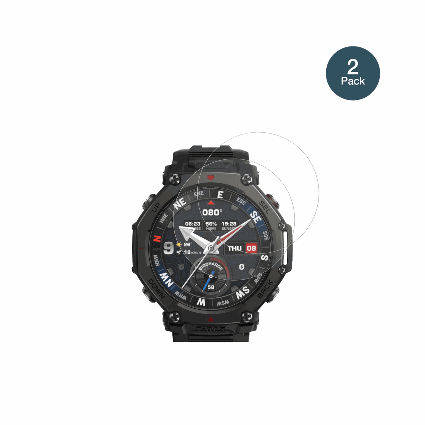 2x 9H Schutzfolie matt für Amazfit T-Rex 3 Pro Panzerfolie