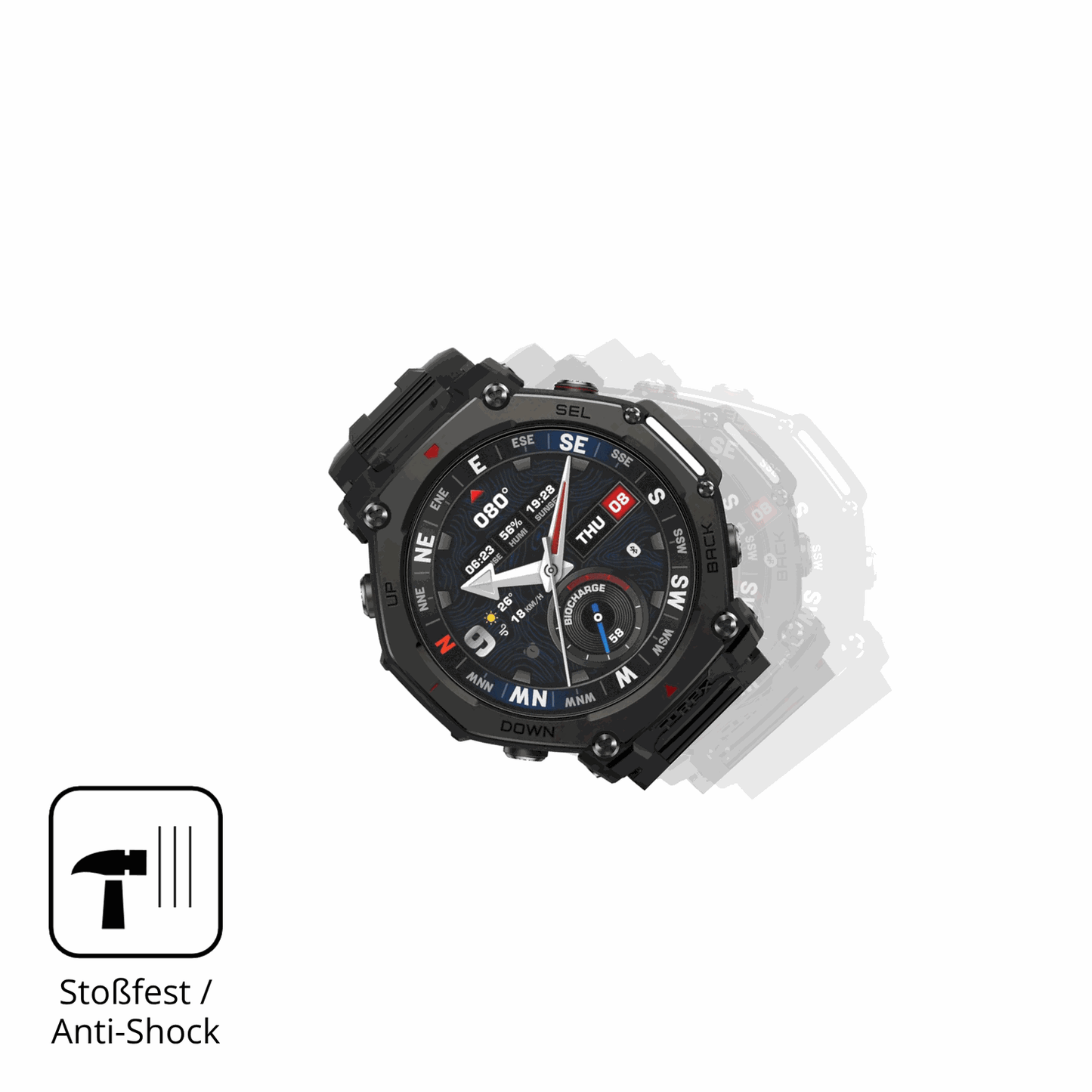 2x 9H Schutzfolie matt für Amazfit T-Rex 3 Pro Panzerfolie