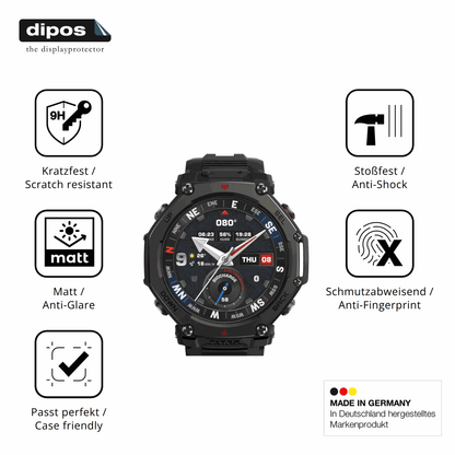 2x 9H Schutzfolie matt für Amazfit T-Rex 3 Pro Panzerfolie