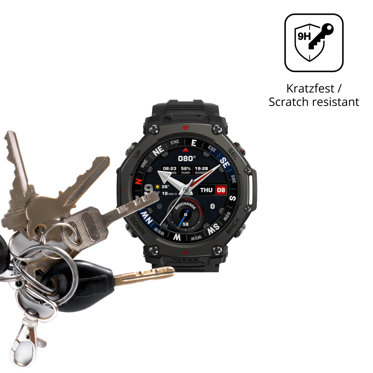 2x 9H Schutzfolie für Amazfit T-Rex 3 Pro Panzerfolie
