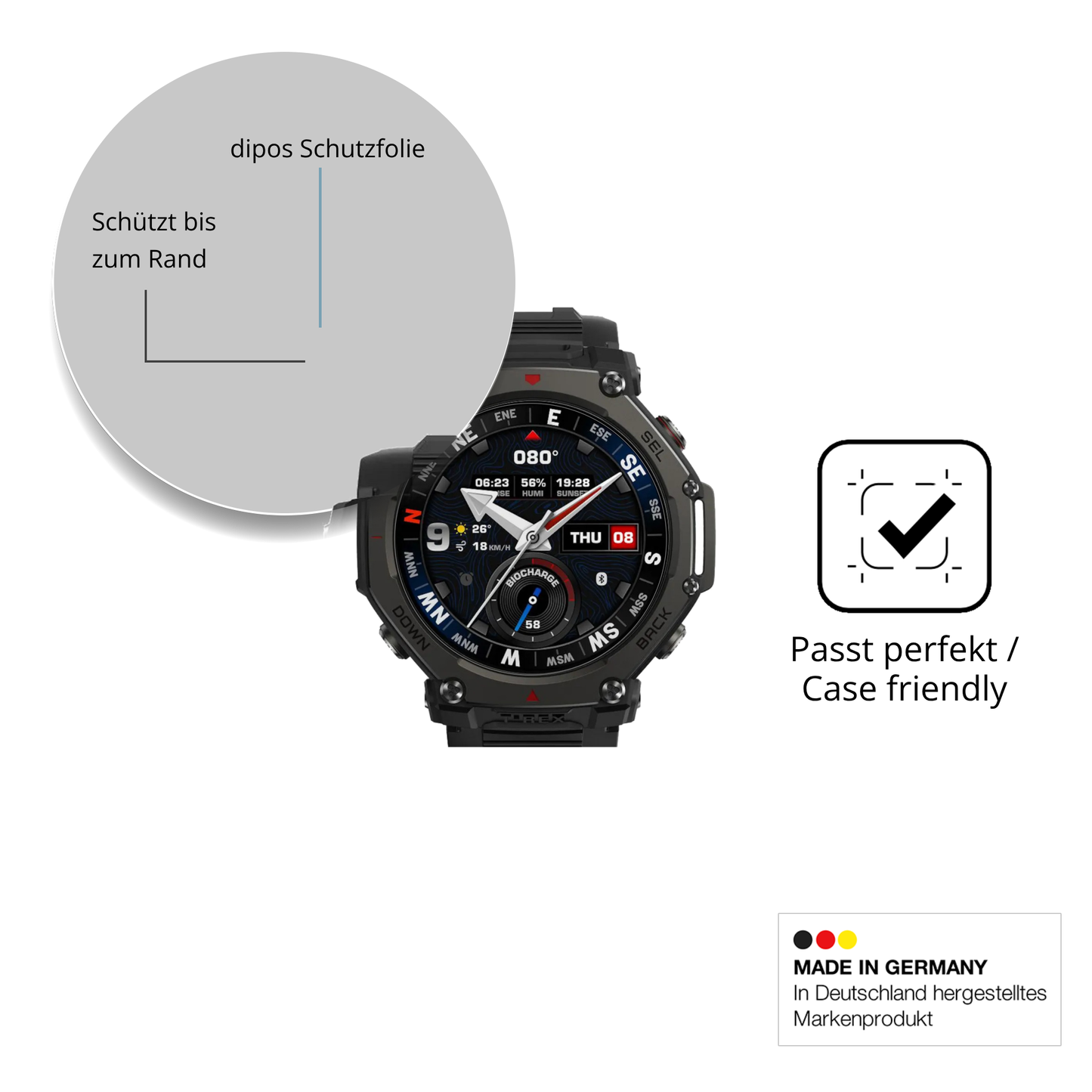 2x 9H Schutzfolie für Amazfit T-Rex 3 Pro Panzerfolie